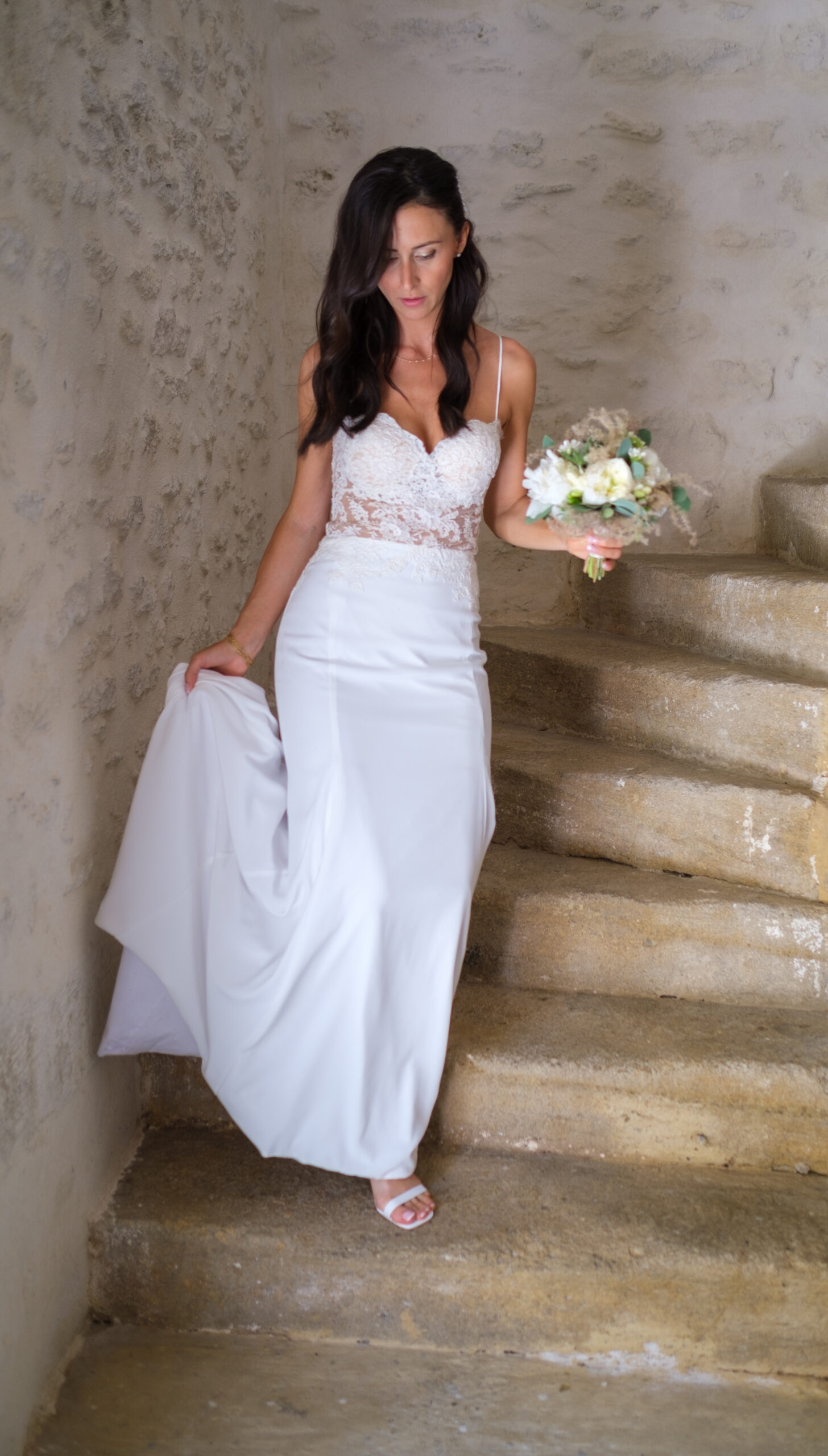 robe de mariée bustier dentelle de Calais